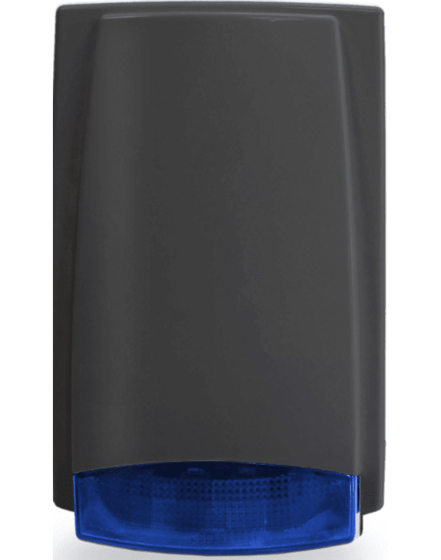 Sirena apsauginė MR100BL, pilka, mėlynas stiklas, lauko, 12V, 115dB, MOS15