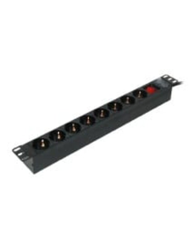 Maitinimo panelė 19   spintai LK-BL-G10G08S (8x240V Schuko, su jungikliu, 1.8m, aliuminis korpusas)