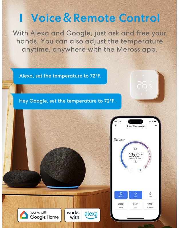 Meross išmanusis Wi-Fi termostatas MTS215 2