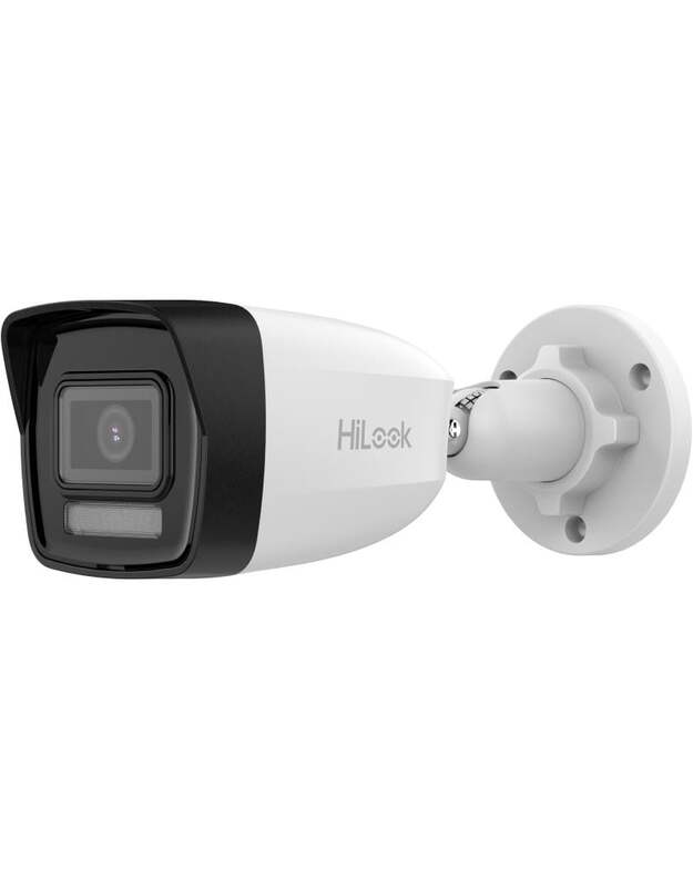 HiLook bullet IPC-B180HA-LU F2.8 (balta, 8 MP, 30 m. IR, 30 m. LED, Hybrid Light)