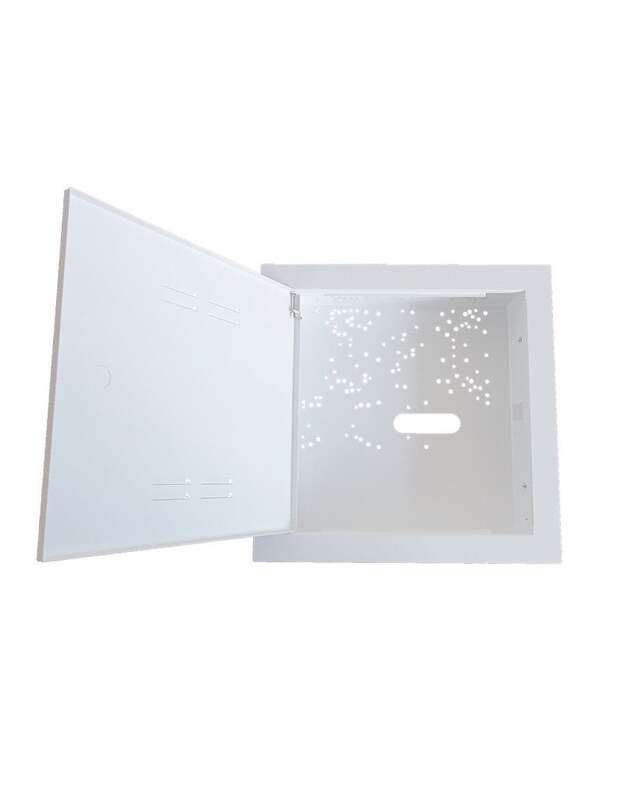 Įleidžiamas metalinis korpusas nuimumu rėmeliu FSBOX280 (280x280x80mm, baltas)