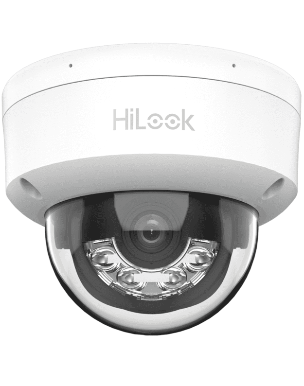 HiLook dome IPC-D120HA-LU F2.8 (balta, 2 MP, 30 m. IR, 30 m. LED, Hybrid Light)
