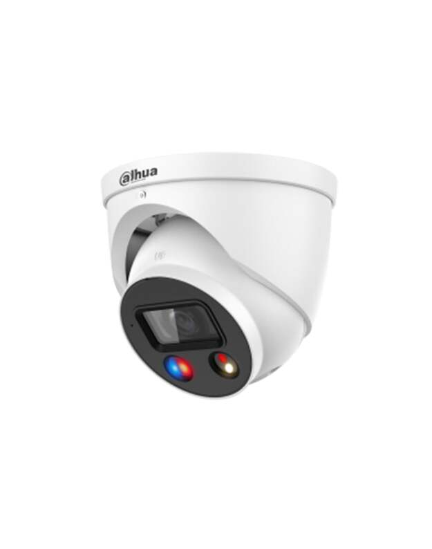 IP kamera Dahua Dome IPC-HDW3549H-AS-PV 2.8mm (Juoda, 5MP, 97°, IR LED 50m, LED apšvietimas, integruotas garsiakalbis ir sirena, IP67)