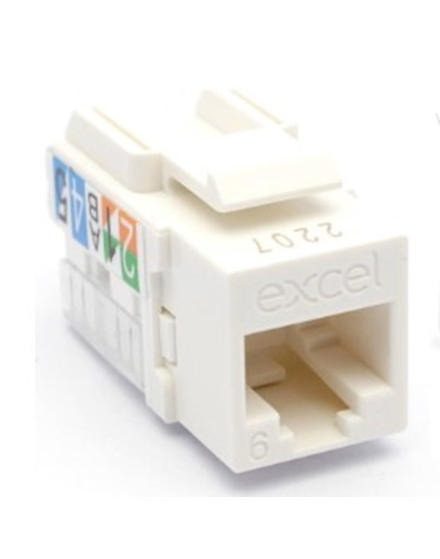 Lizdas EXCEL 100-011 RJ45 (Baltas, Cat6, UTP, keystone)