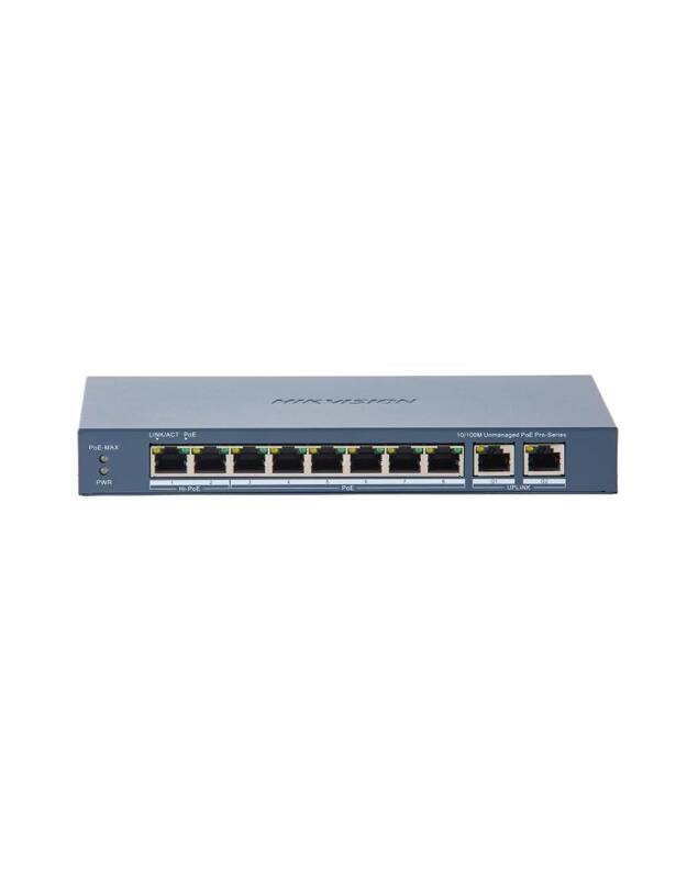 Hikvision 10 prievadų 8 PoE prievadų komutatorius DS-3E0310HP-E(C)