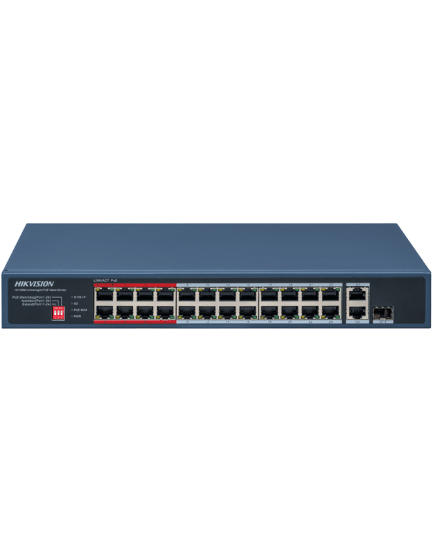 Hikvision 26 prievadų 24 PoE prievadų komutatorius DS-3E0326P-E/M(C)
