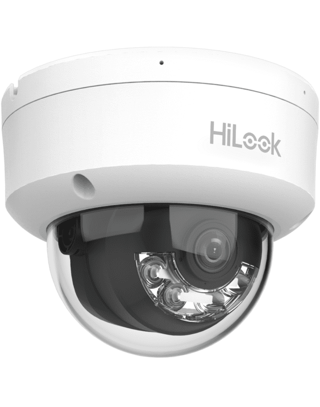 HiLook dome IPC-D180HA-LU F2.8 (balta, 8 MP, 30 m. IR, 30m. LED, Hybrid Light)