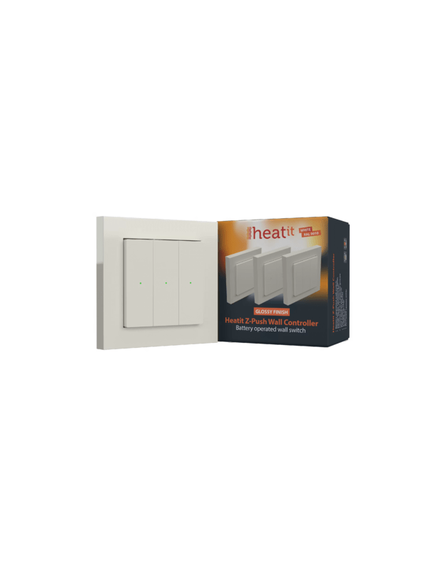Heatit Z-Push Wall Controller. Z-WAVE išmanusis mygtukinis valdiklis, baltas RAL 9010 blizgus
