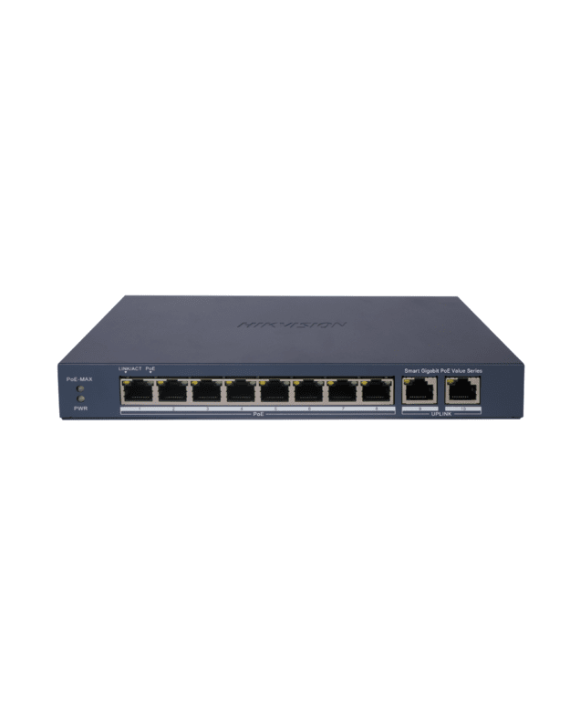 10 prievadų, 8 PoE prievadų komutatorius Hik-vision DS-3E1510P-EI/M