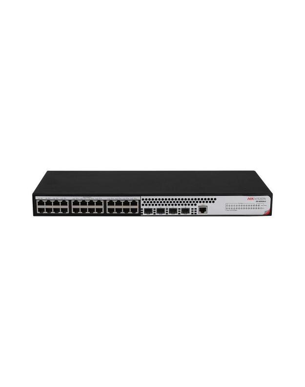 Komutatorius 28 prievadų Hikvision DS-3E2528-H (24x1000Mbps, 4xSFP, L2 valdomas, VLAN, RSTP)