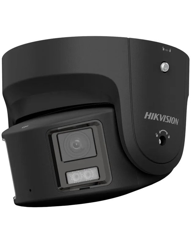 Hikvision dome DS-2CD2387G2P-LSU/SL(C) F4 (juoda, 8 MP, 30 m. LED, ColorVu, panoraminė 180&deg;)