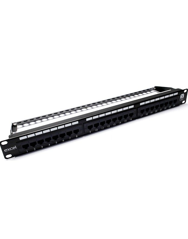Komutacinė panelė Excel 100-304 (19 , 1U, Cat.6, 24 portų)