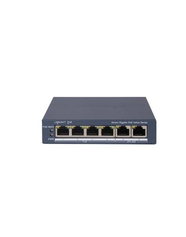 Hikvision 6 prievadų komutatorius DS-3E1506P-EI/M (valdomas)