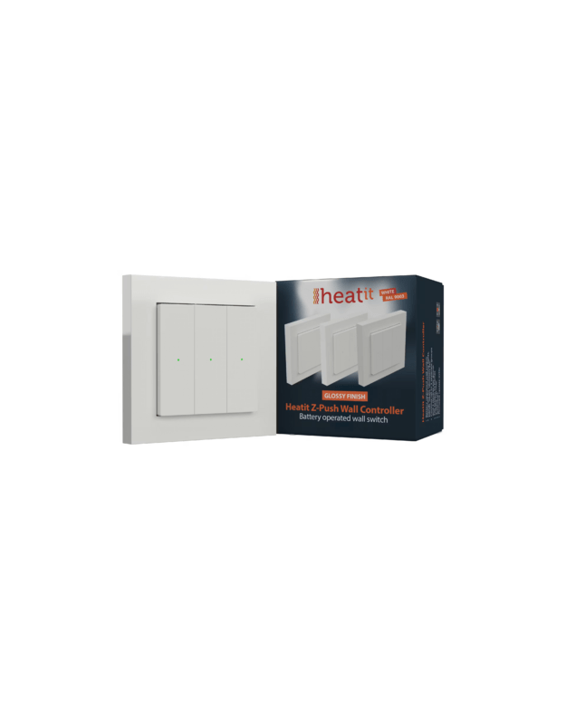 Heatit Z-Push Wall Controller. Z-WAVE išmanusis mygtukinis valdiklis, baltas RAL 9003 blizgus
