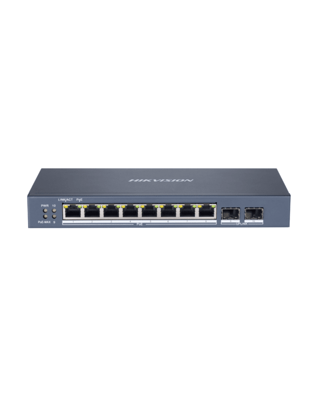 10 prievadų, 8 PoE prievadų komutatorius Hik-vision DS-3E1510P-SI