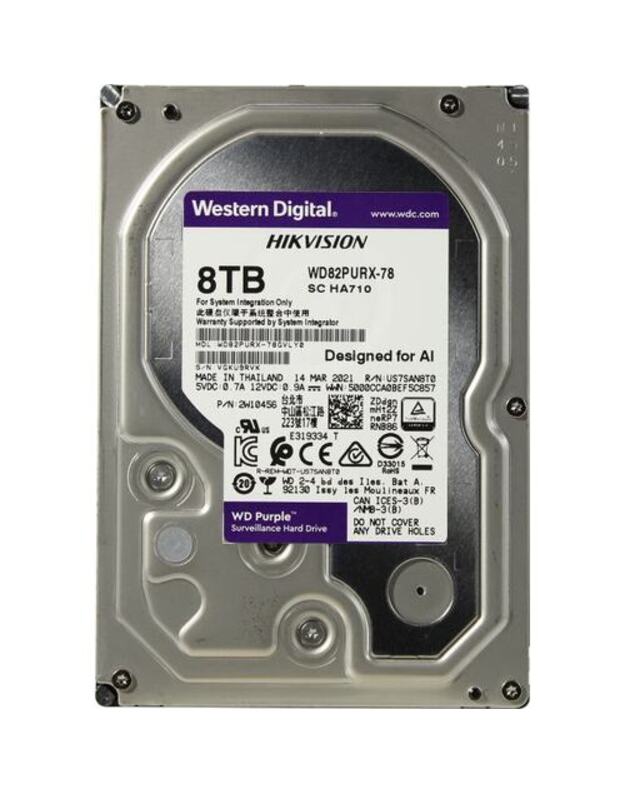 Kietas diskas WD Purple WD82PURX-78 Hikvision Surveillance 8 TB