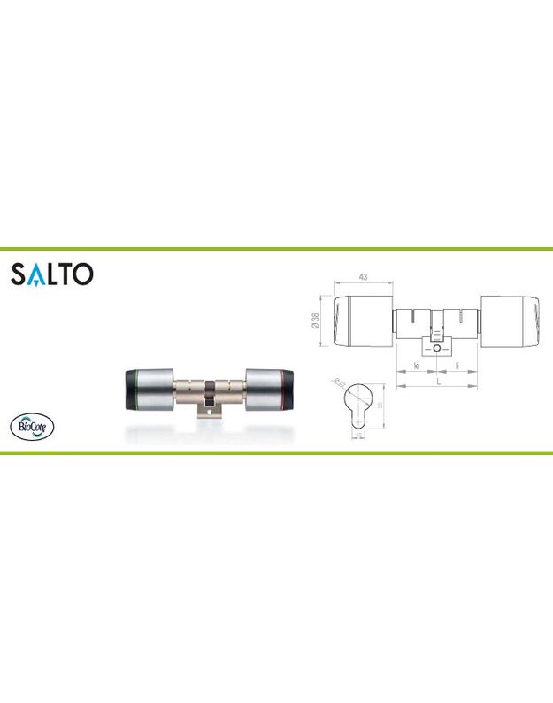 SALTO Elektroninis belaidis dvipusis GEO cilindras (SALTO KS sistema)